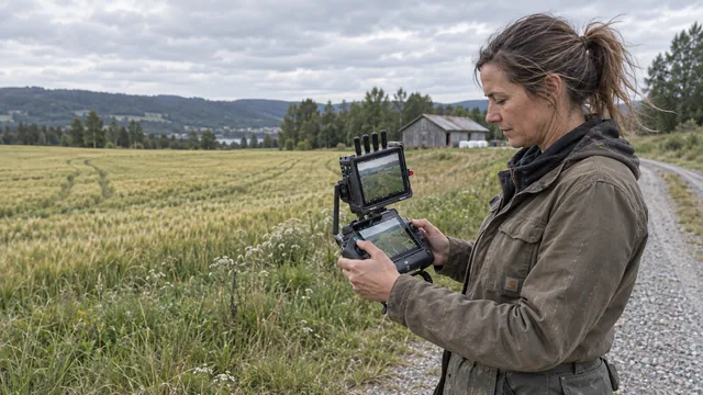 Illustrative agricultural field setup with RC PLUS and external monitor